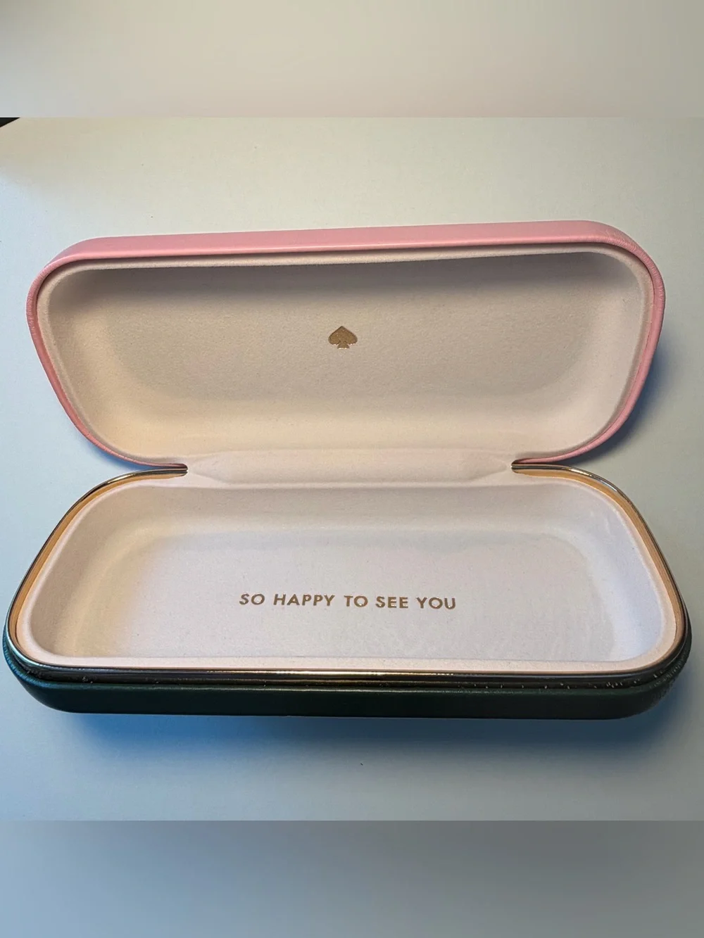 Kate Spade pink & green eyewear hard case w/ matching cleaning cloth